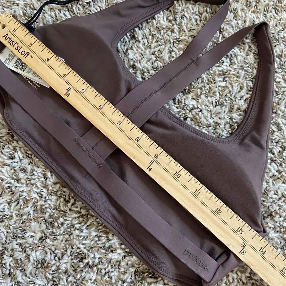 Prana Sculpt Deep Breath Bra Women's M Light Espresso Scoop Neck Strappy Back